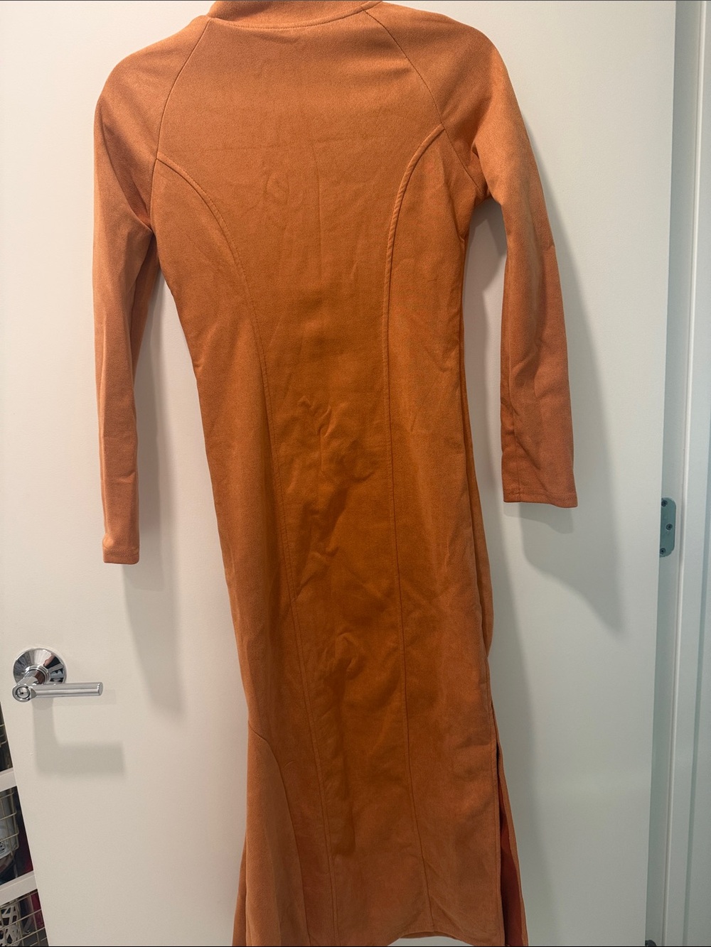 NWT Women's Elegant Long Suede-Texture Dress - Picture 6 of 6